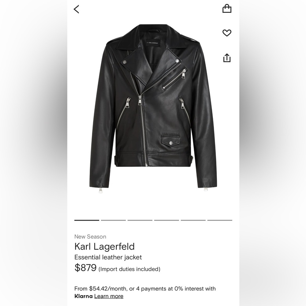 New 2025 Karl Lagerfeld Farfetch Men's Black Lambskin Leather Jacket Large L - Picture 2 of 9